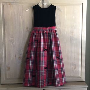 NWOT Girls Velvet Plaid Ribbon Formal Dress